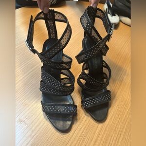 Loeffler Randall Black Strappy Studded Heels